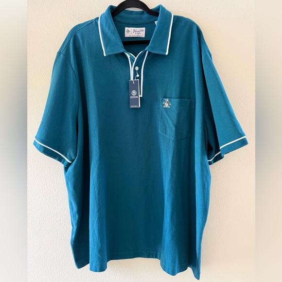 Original Penguin Men's Polo in Blue Coral with White Accents - Picture 1 of 7